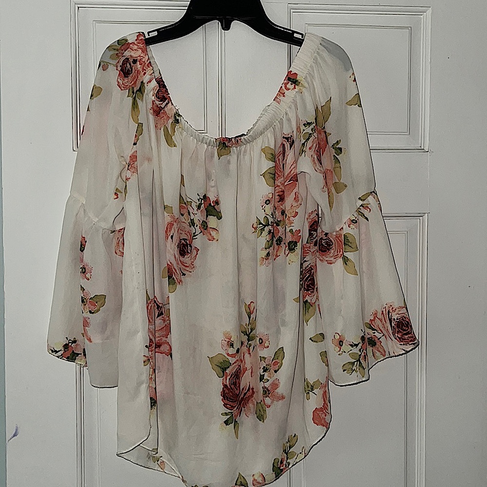 Off the shoulder bell sleeve top